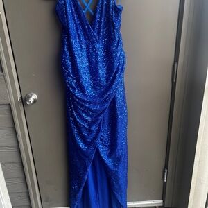 Fashion Nova Royal Blue Sequin Prom Dress